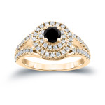 Yaffie ™ Artisanal Round Black Diamond Cluster Ring - 1ct TDW, Tailored just for you!