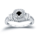 Yaffie ™ Handcrafted Black Diamond Halo Engagement Ring - 2/5ct TDW