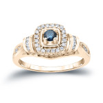 2/5ct TDW Halo Blue Diamond Engagement Ring from Yaffie Jewellery