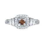 Brown Diamond Halo Engagement Ring with 2/5ct TDW by Yaffie