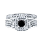 Yaffie™ Custom Vintage Black Diamond Bridal Set - 3/4ct TDW Round Cut