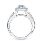 Vintage-Inspired Blue Diamond Bridal Ring Set Featuring 3/4ct Total Diamond Weight from Yaffie.