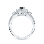 Yaffie ™ Unique Braided Black Diamond Bridal Ring Set with Halo and 3/4ct TDW
