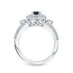 Yaffie ™ Custom Halo Black Diamond Wedding Ring Set - 3/4ct Total Diamond Weight