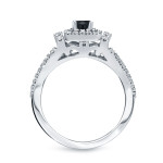 Yaffie ™ Custom Stunning 3/4ct TDW Black Diamond Halo Wedding Ring Sets