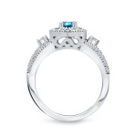 Braid-Set Blue Diamond Halo Wedding Ring with 0.75ct TDW by Yaffie