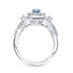 Braided Blue Diamond Wedding Ring Set with Halo – Yaffie 3/4ct TDW
