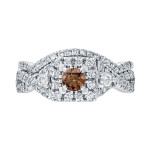 Brown Diamond Braided Halo Bridal Ring Set with Yaffie 3/4ct TDW