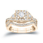 Braid-Edged Halo Ring Set with 0.75ct of Brilliant Diamonds by Yaffie.