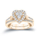 Cluster Diamond Bridal Ring Set with 3/5ct TDW by Yaffie