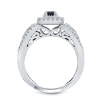 Custom-Made Yaffie ™ Black Diamond Cluster Bridal Ring Set, 3/5ct TDW Round