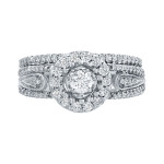 Yaffie Bridal Ring Set featuring a dazzling cluster of 3/5ct TDW Round Diamonds.