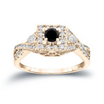 Yaffie ™ Custom Halo Engagement Ring with 4/6ct TDW Black Diamond