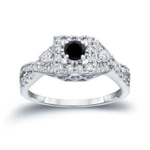 Yaffie ™ Custom Halo Engagement Ring with 4/6ct TDW Black Diamond