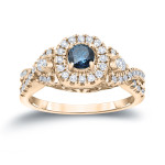 Blue Diamond Halo Engagement Ring with Yaffie Brilliance - 4/6ct TDW