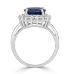 Golden Yaffie Halo Ring with Blue and White Sapphires (5 1/5ct) for Engagements