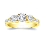 Sparkling Yaffie Gold Engagement Ring, Set with 1 1/10ct TDW Round Diamond