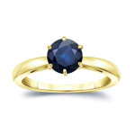 Engage in Elegance with Yaffie Blue Sapphire Solitaire Ring - 1 1/2ct & 6-Pronged!