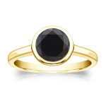 Yaffie™ crafts bespoke 1 1/2ct Black Diamond Solitaire Engagement Ring in lavishly lustrous Gold.