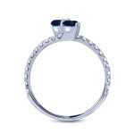 2-Stone Engagement Ring with Yaffie Gold 1 1/2ct Blue Sapphire and 1/2ct TDW Diamond in a 3-Prong Setting
