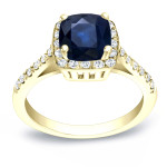Blue Sapphire and Diamond Engagement Ring with 1.5ct Gemstone
