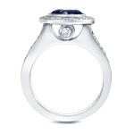 Sparkling Blue Sapphire and Diamond Halo Engagement Ring with Yaffie Gold Accent, 1.5ct Sapphire and 0.6ct TDW Diamonds