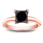 Custom Yaffie ™ Black Diamond Solitaire Engagement Ring with Princess Cut Gold Setting - 1 1/2ct