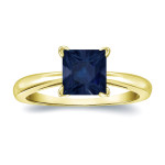 Royal Blue Charm: Yaffie Gold Princess Cut Sapphire Ring