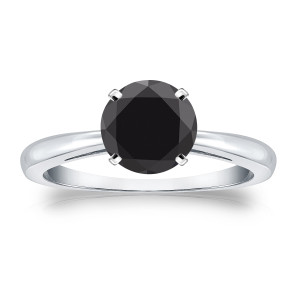 Yaffie™ Exquisite Black Diamond Solitaire Engagement Ring, Set in 1 1/2ct Gold