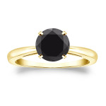 Yaffie™ Exquisite Black Diamond Solitaire Engagement Ring, Set in 1 1/2ct Gold