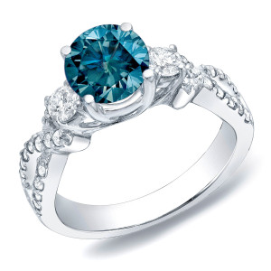Blue Diamond Trio Ring with Yaffie Gold (1.5TDW)