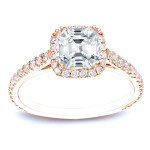 Certified Asscher-Cut Diamond Halo Engagement Ring with Yaffie Gold and 1 1/2ct TDW
