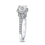 Certified Cushion Cut Diamond Halo Engagement Ring with 1 1/2ct TDW in Yaffie Gold