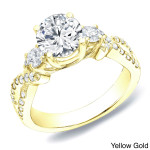 Certified 1 1/2ct TDW Three-Stone Diamond Ring - Yaffie Gold