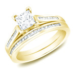Certified Princess Diamond Bridal Ring Set - Yaffie Gold, 1 1/2ct TDW