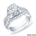 Certified Round Diamond Bridal Ring Set with Yaffie Gold and 1 1/2ct TDW