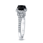 Custom Yaffie ™ Black Diamond Halo Engagement Ring with Cushion-Cut 1 1/2ct TDW Gold Sparkle