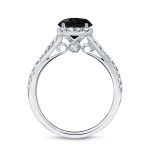 Custom Yaffie ™ Black Diamond Halo Engagement Ring with Cushion-Cut 1 1/2ct TDW Gold Sparkle