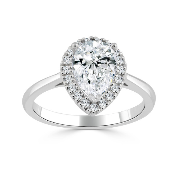 Golden Brilliance: Pear-Shaped 1 1/2ct TDW Diamond Engagement Ring by Yaffie
