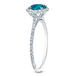 Blue Diamond Halo Engagement Ring with 1.5ct TDW by Yaffie Gold