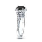 Yaffie ™ Custom-Made Round Cut Black Diamond Halo Engagement Ring in 1 1/2 ct TDW Gold