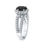 Yaffie ™ Custom-Made Black Diamond Halo Ring - Stunning 1 1/2ct TDW Round Cut Gold Beauty.
