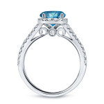 Blue Diamond Halo Engagement Ring with Yaffie Gold and 1 1/2ct TDW Round Cut
