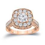 Golden Yaffie with 1.5ct of Sparkling Diamonds in a Halo Setting Engagement Ring