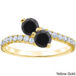 Yaffie Custom 2-stone Black Diamond Engagement Ring, set in 3-prong Gold with 1.5cts TDW Round-cut brilliance.