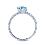 Sparkling Blue Diamond Double Prong Engagement Ring with Yaffie Gold