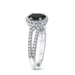 Yaffie ™ Custom-Made Black Diamond Halo Engagement Ring with 1 1/3ct TDW Round Cut Gold