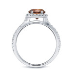 Engagement Ring with Brown Diamond Halo and 1 1/3ct TDW Round Cut Gold by Yaffie