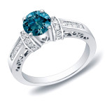 Heart Shaped Blue Diamond Engagement Ring - Yaffie Gold 1.25 ct TDW