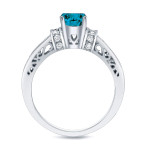 Heart Shaped Blue Diamond Engagement Ring - Yaffie Gold 1.25 ct TDW